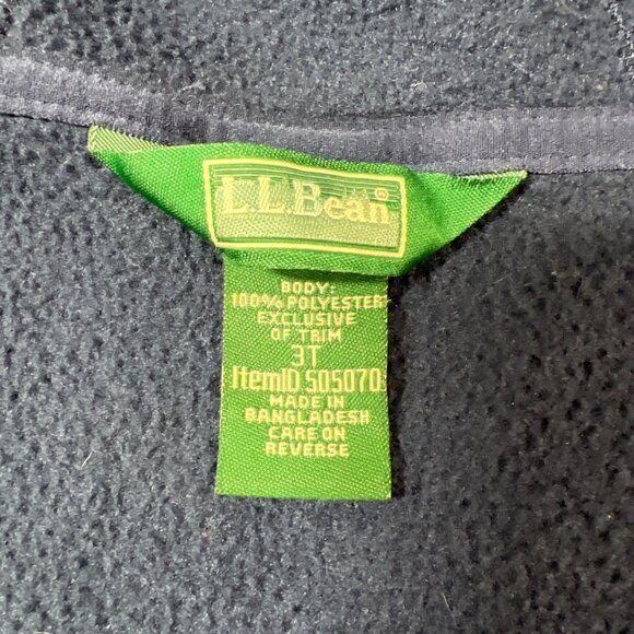L.L. Bean Kids Navy Blue Full-Zip Fleece Hoodie Jacket With Pockets 3T - Picture 6 of 6
